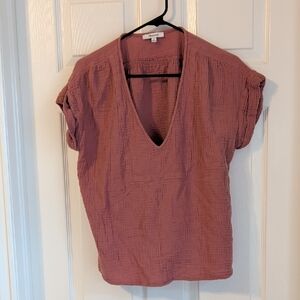 Madewell V-Neck Top – Soft Dusty Coral - Size Medium